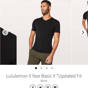 Men’s Blue Lululemon 5-Year Basic V-Neck T Shirt - Medium